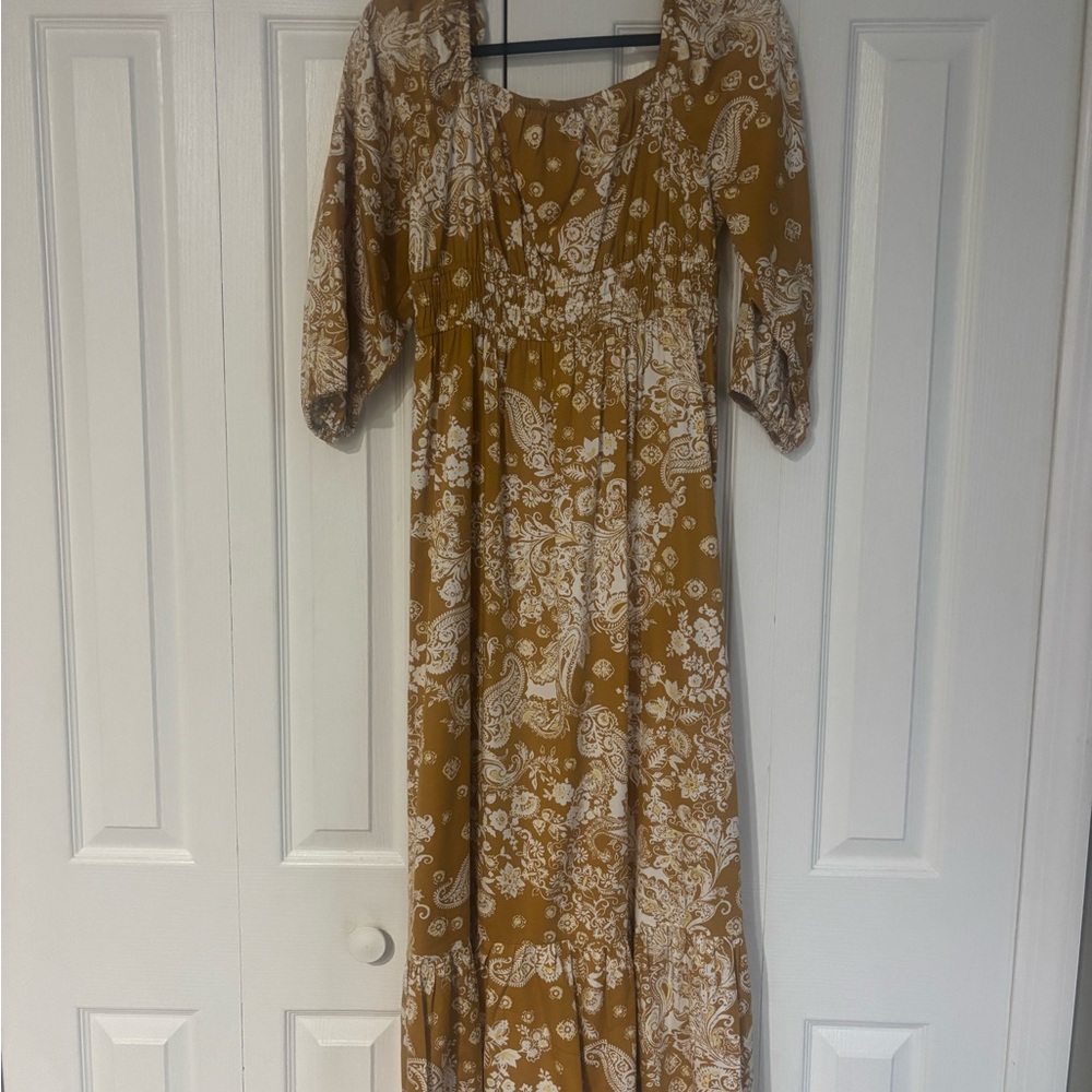 Ann Taylor Factory Mustard Floral Midi Dress